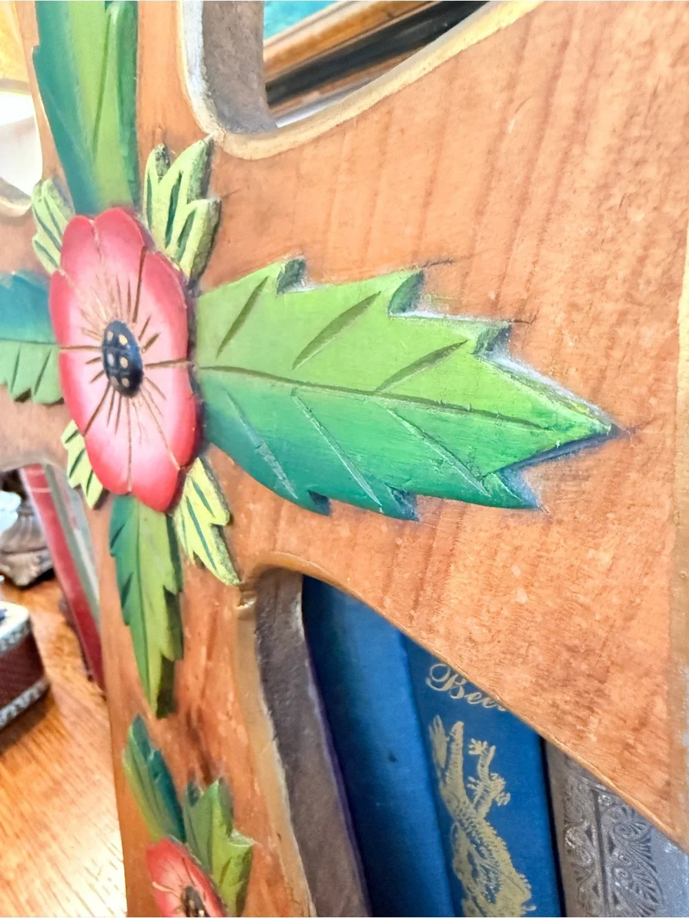 OOAK Large Hand-Carved/Painted Wooden Cross - Picture 5 of 13